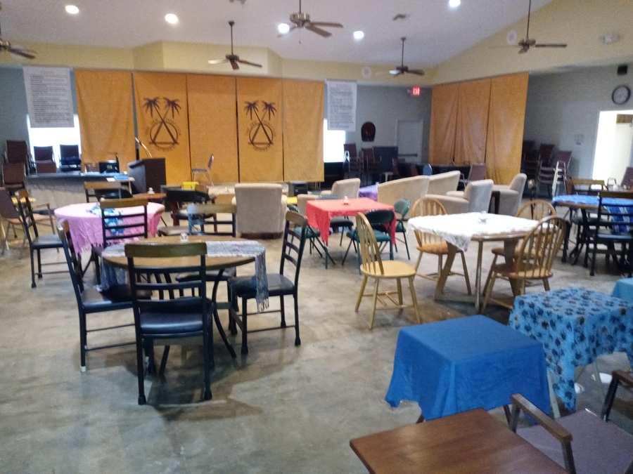 Interior of the New Port Club clubhouse, showing seating and meeting space